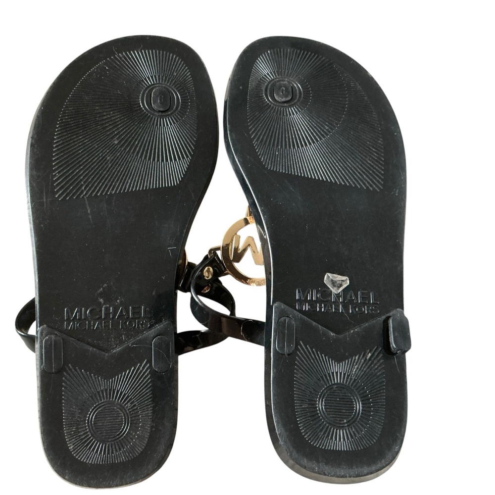 Michael Kors charm jelly sandals black T-strap cork slip on size 6 - Picture 4 of 5